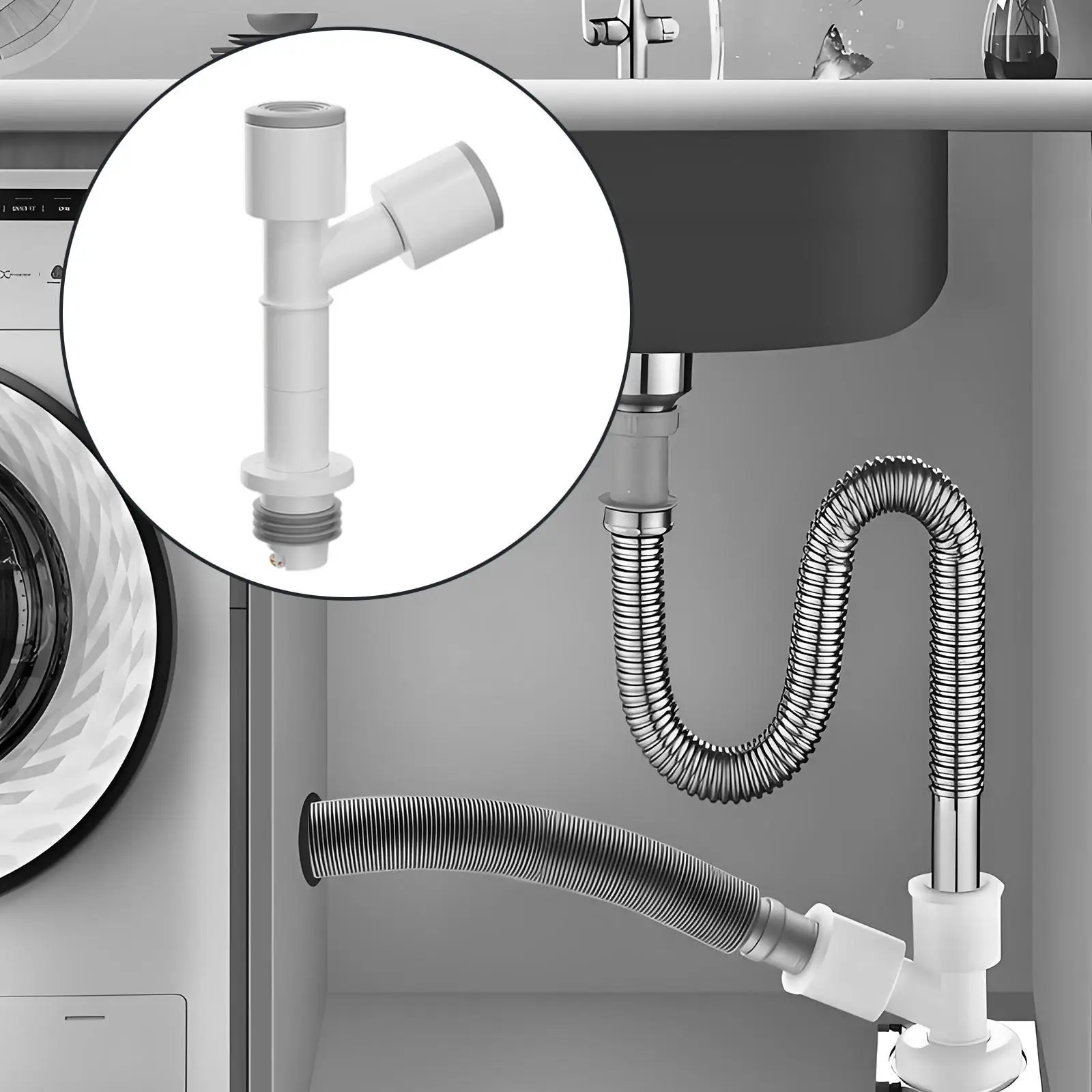 

Washing Machine Drain Tube Splitter PP Material Tee Joint Drainage Cover for Sink Bathroom Kitchen Utility