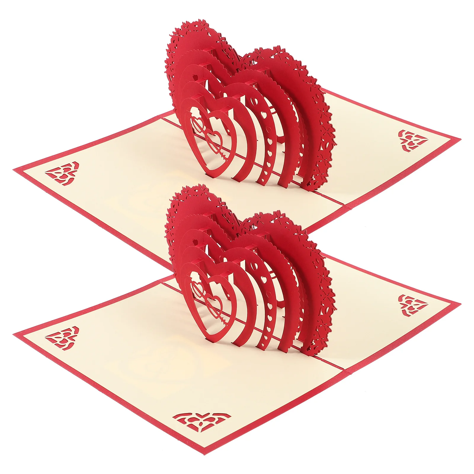 

2Pcs Red Heart 3D Paper Invitation Cards Romantic Wedding Greeting Valentine's Day Blessing Cards Elegant Design