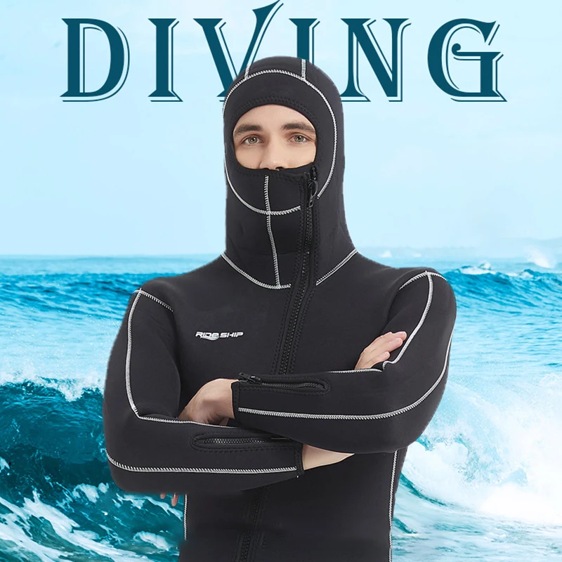 Oulylan 5MM Hooded Split Diving Suit Neoprene Wetsuit Men's Scuba Warm Diving Snorkeling Surfing Spearfishing Suits