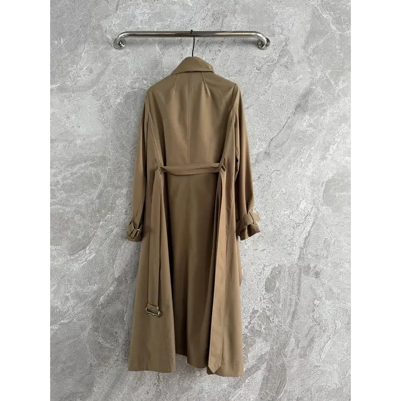 Women's Trench Coat with a Short Front and Long Back at the Neckline