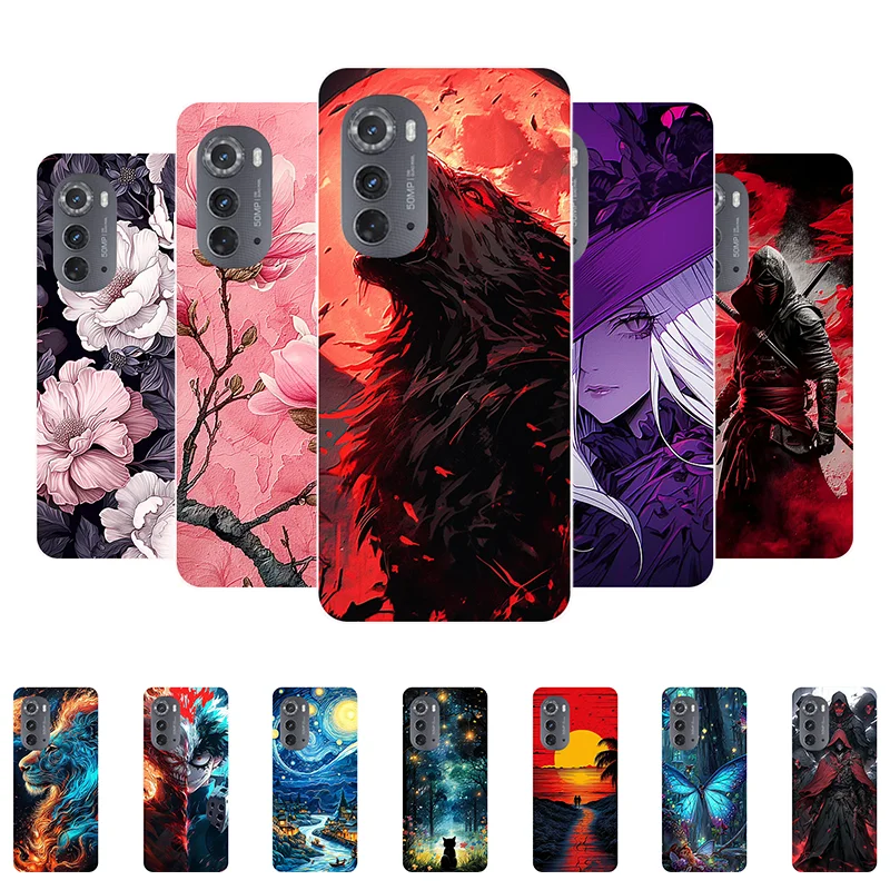 For Moto Edge 2022 Case Flowers Wolf Soft Silicone Phone Cover for Motorola Moto Edge 2022 Coque Edge2022 Shockproof Fundas