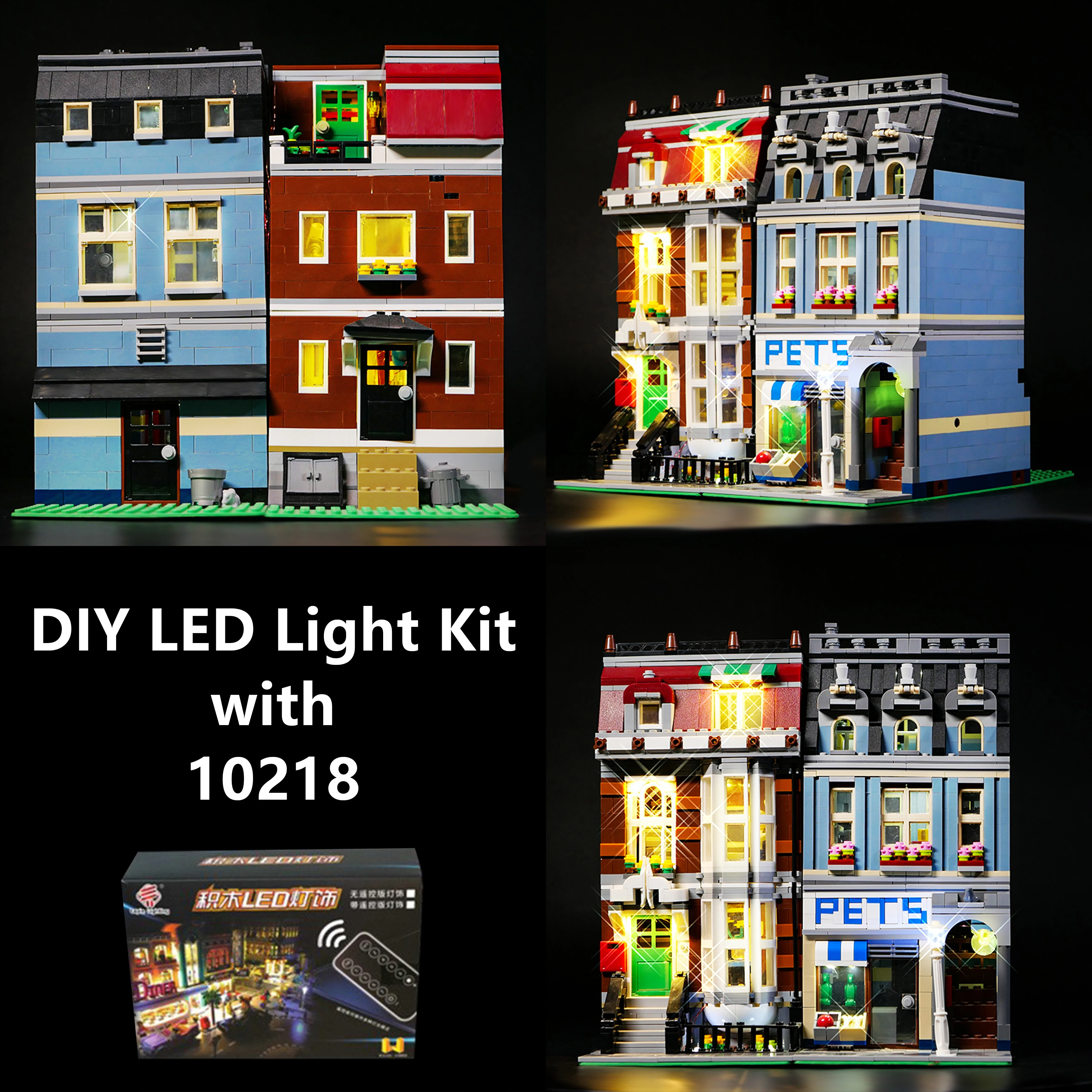 

DIY Building Block LED Light Kit for 10218 Modular Street Pet Shop, Remote Control Lighting Accessories for Decoration