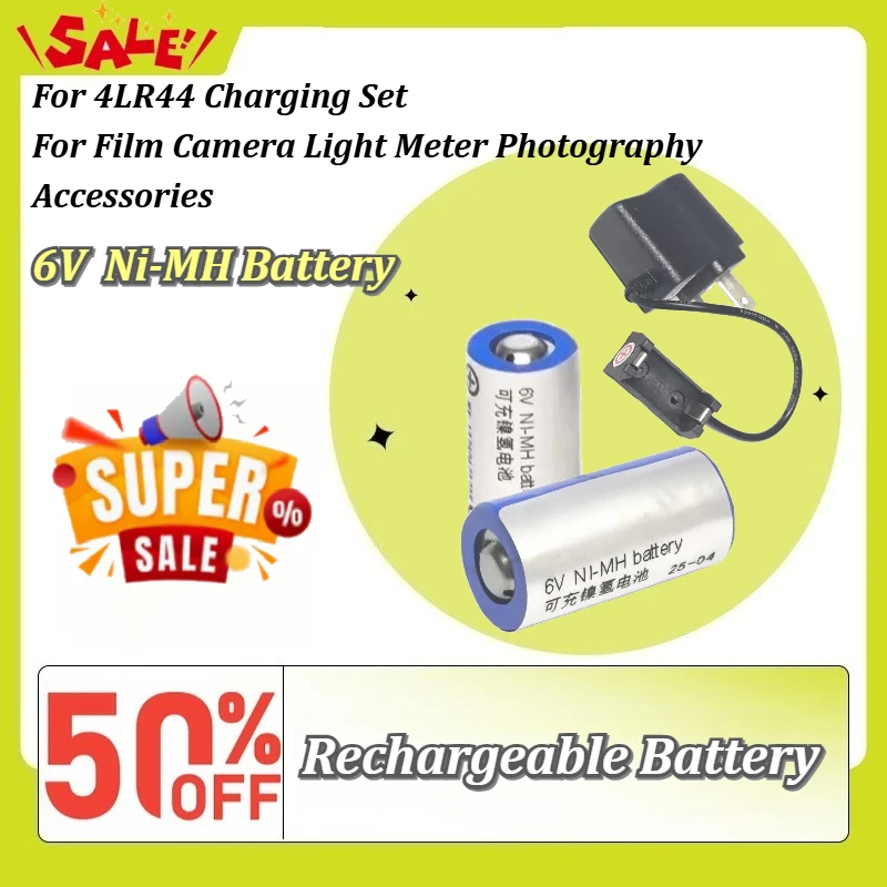 

New 6V Rechargeable Ni-MH Battery&Charger Set Replace 4LR44 PX28A Battery for Film Camera Light Meter Photography Accessories