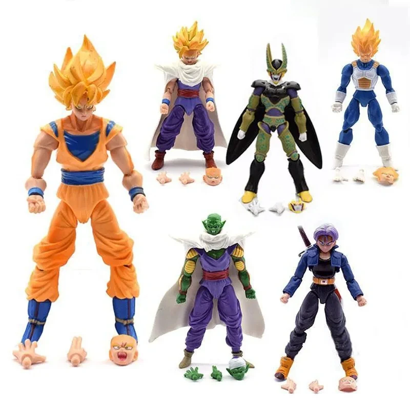 Anime S.H.F Dragon Ball Son Goku Gohan Movable and Modifiable Face Doll Model Toy Super Saiyan Vegeta Piccolo Action Figure Gift