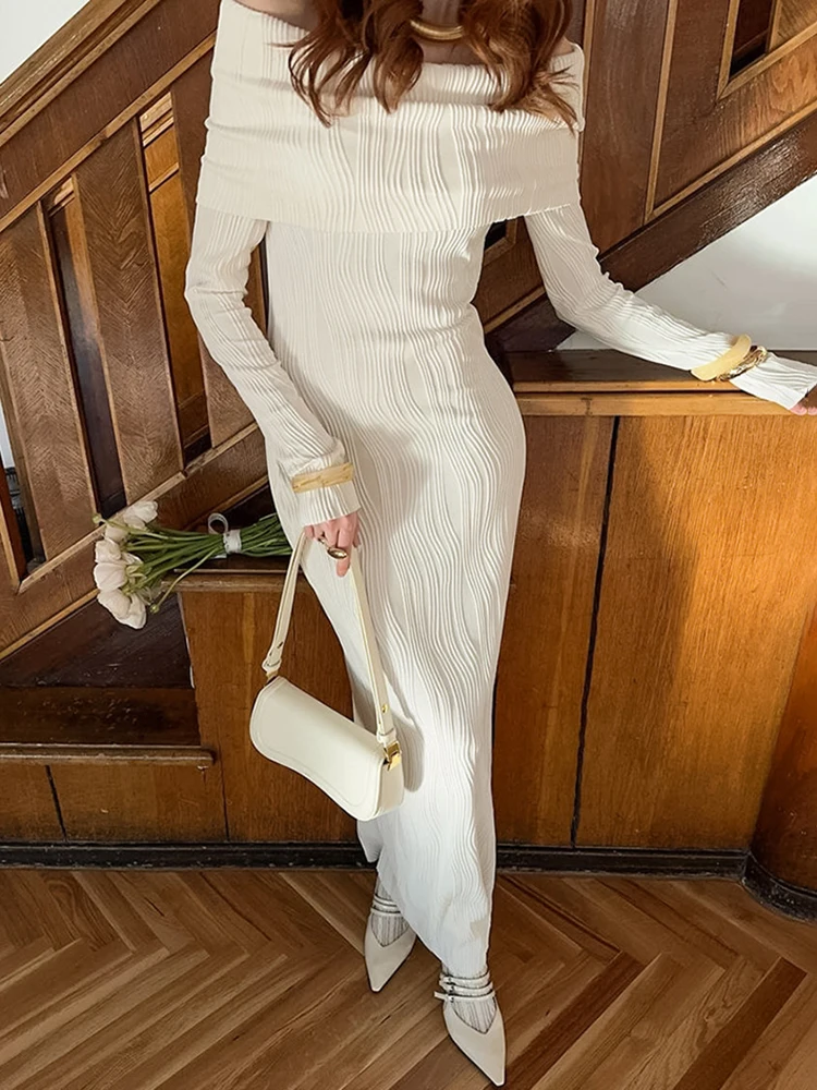 

Talenza Elegant One Shoulder Long Dress Fashion High Waist Backless Pleated Long Dress Luxury Elegant Women Party Evening Dress