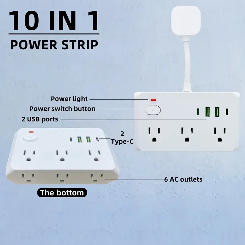 USB متعدد المنافذ موسع الطاقة منافذ USB منافذ التيار المتناوب الحائط الفاصل للسرير السفر الجدار مهايئ شاحن قطاع الطاقة