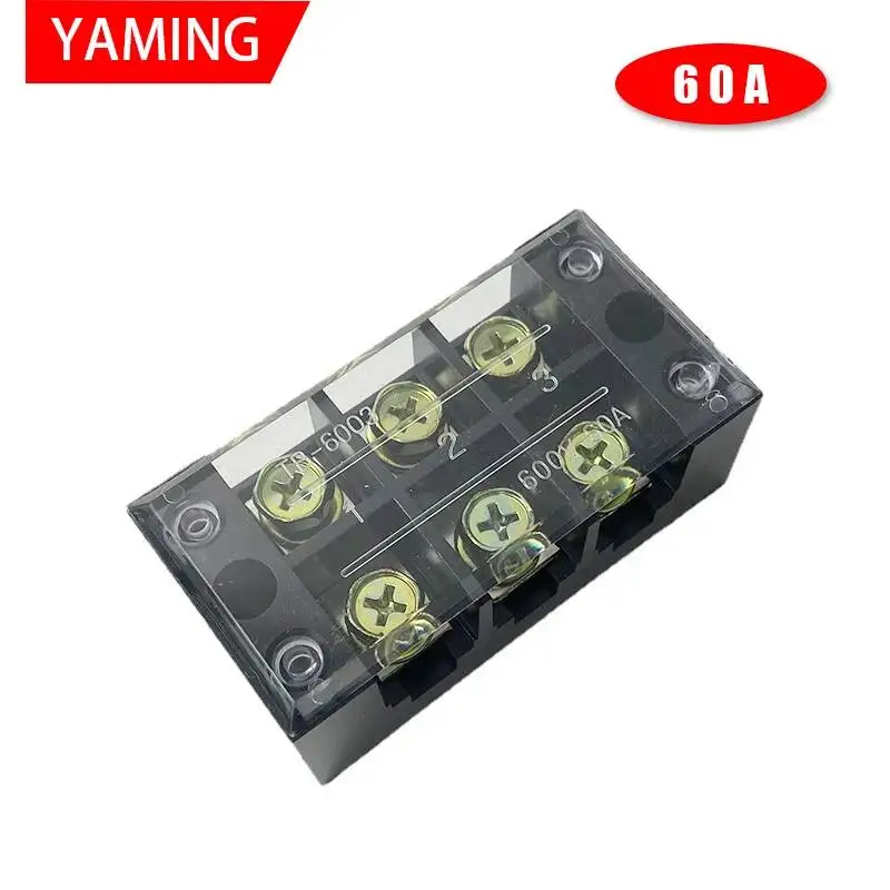 

2pcs TBC-6003 60A 3P 6 Screws Connector Terminal Block Board Wire Wiring Connectors Fixed Terminals Pin Line 3 Poles 0.5-6mm2