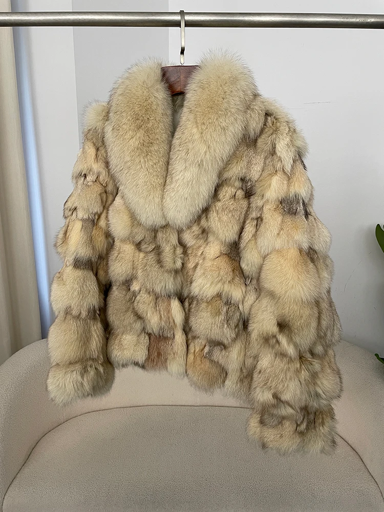 MENINA 2025 nouveau automne hiver classique mode court naturel fourrure de renard manteau de fourrure femmes luxueux manteau de fourrure de renard épaissi chaud manteau