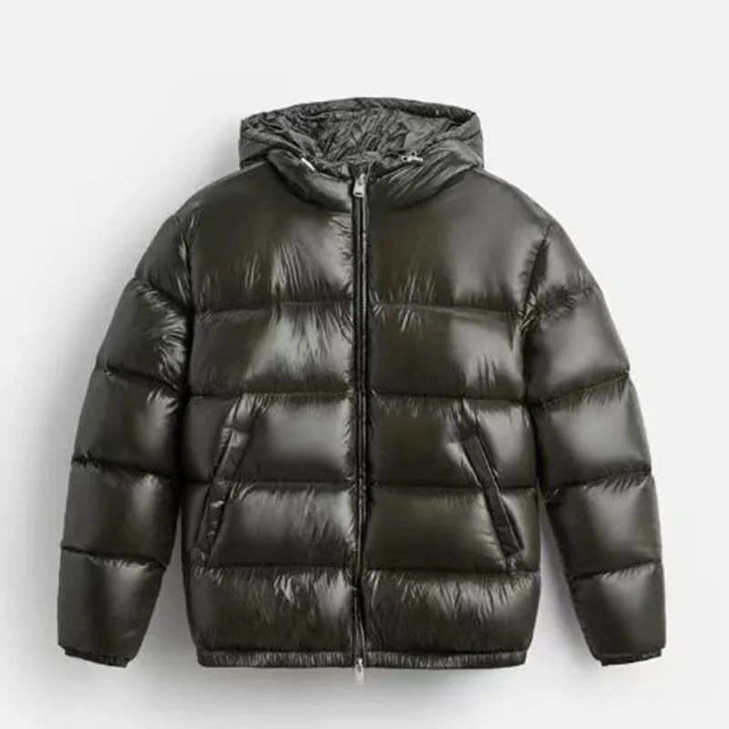 Winter Hooded Quilted Jacket Warm Cotton Padded Coat European American Casual Cold Proof Parka In Stock Men