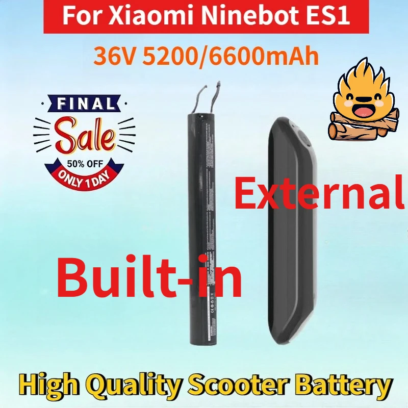 New 36V 5200/6600mAh for Xiaomi Ninebot ES1 ES2 E22 E25 Intelligent Scooter Internal Battery Assembly External Lithium Battery