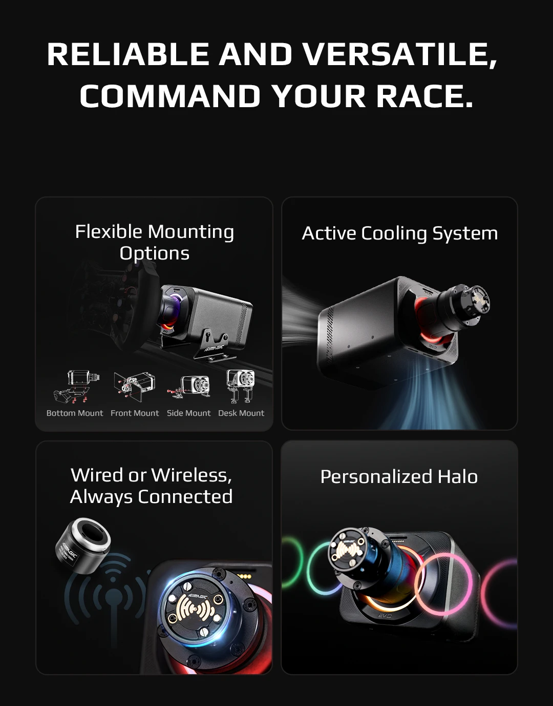 قاعدة عجلة Simagic Alpha EVO 9Nm / 12Nm / 18Nm قاعدة عجلة القيادة لمحاكاة السباق