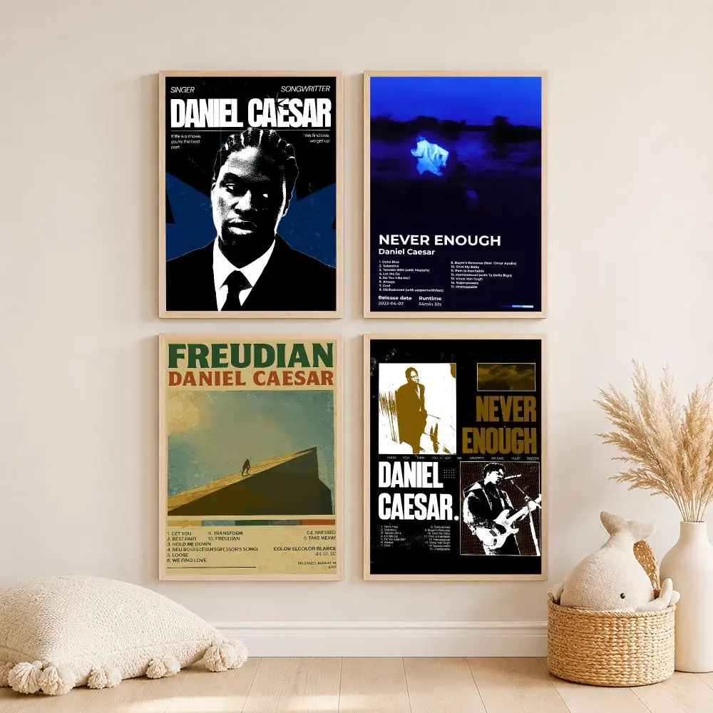 Pop Music D-Daniel Caesar Album Poster Self Adhesive Wall Art Decor for Bedroom Living Room Office Home Decor Gift