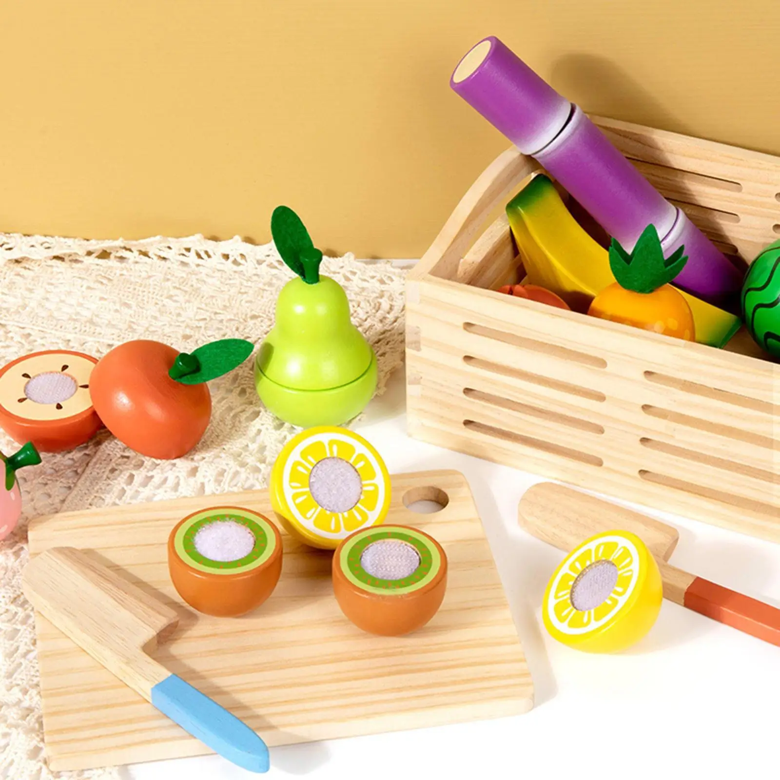 Nourriture de jeu en bois, apprentissage précoce pour enfants de 18 mois, 2 3 4 ans, garçons et filles