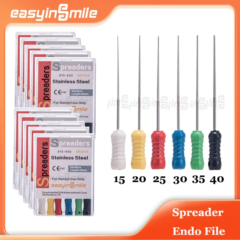

10 упаковок Easyinsmile, стоматологические разбрасыватели, эндодонтические файлы для корневых каналов, открывалка для ручного использования, нержавеющая сталь # 15-40 Смешанный 25 мм