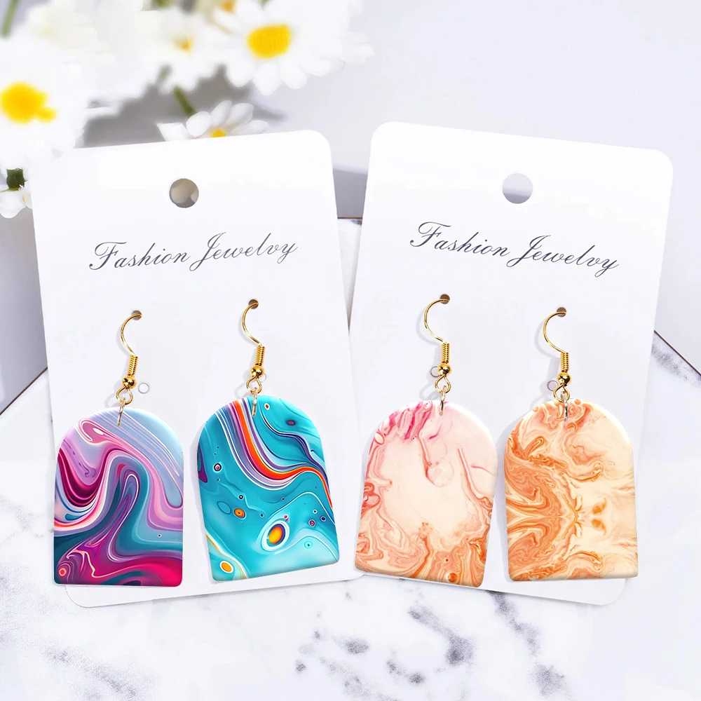 Summer Sea Abstract Pattern Soft Ceramic Earrings Water Soluble Disposable Stickers For DIY Jewelry Making Decal 2025