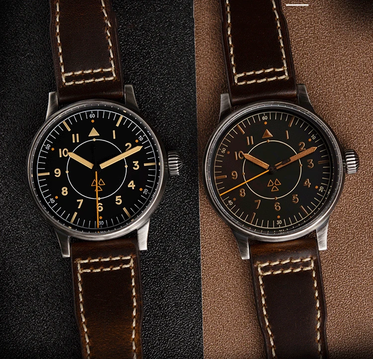 

Мужские автоматические часы Hruodland 42 мм, механические наручные часы Pilot, водонепроницаемость 10 АТМ, светящиеся стрелки C3, сапфировое стекло, корпус в старинном стиле, механизм PT5000