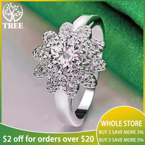 925 Sterling Silver Exquisite Shiny Sunflower Zircon Ring For Women Fashion Party Birthday Engagement Wedding Charm Jewelry Gift