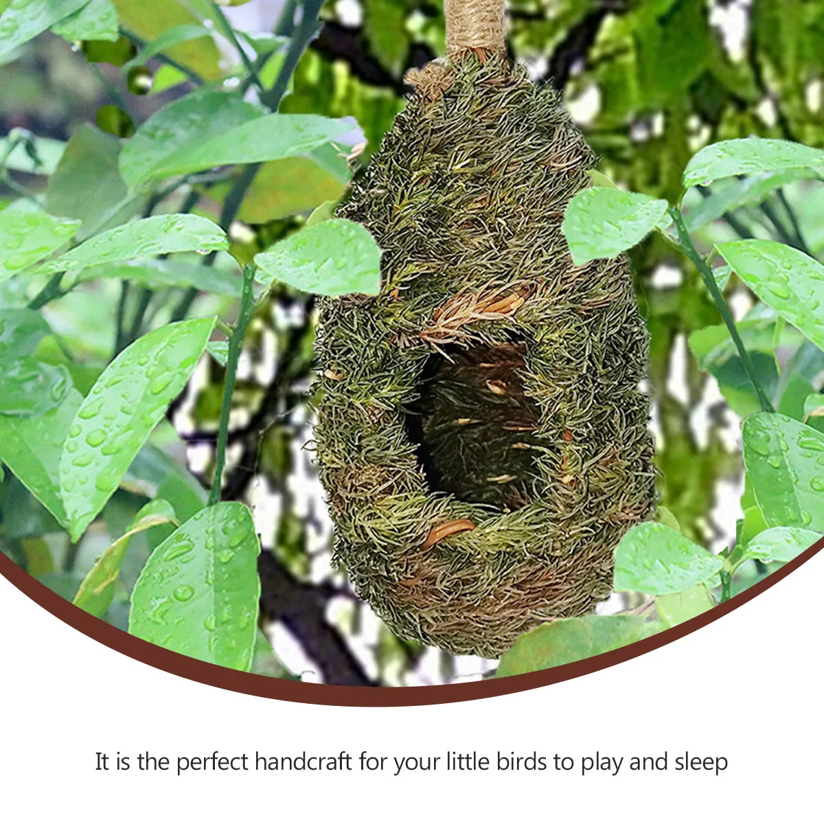 

Pet Bird's Nest Home Decor Shelter Window Gourd Shaped Artificial Birds Grass Breeding Creative Hand-woven