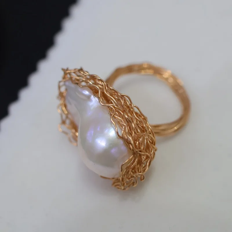 

SGARIT Baroque Pearl Ring 14k Filled Gold Women Rings Jewelry Accessories Party Gift SR07