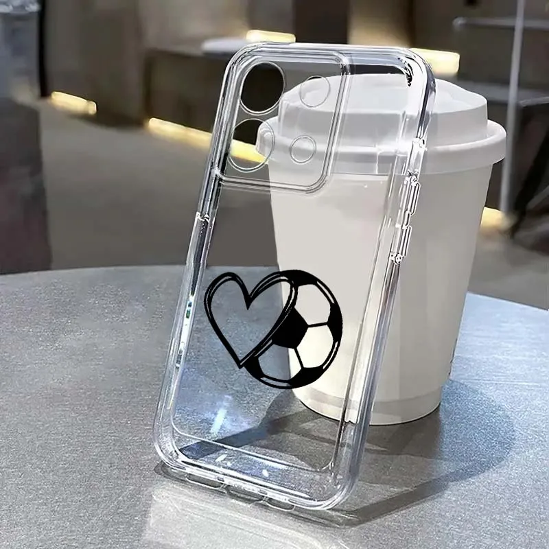 

Artistic football pattern For Xiaomi Redmi Note 15 14 13 12 11E 9 9T 8 8T Pro Plus Turbo 5G Fashion TPU Transparent Phone Case