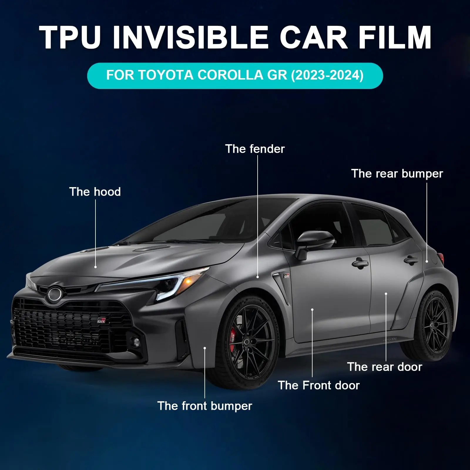 

8.5Mil TPU Scratch-resistant Car Paint Protection Film For Toyota GR Corolla 2023-2024 Car Body Transparent Bra Per-cut PPF Kit