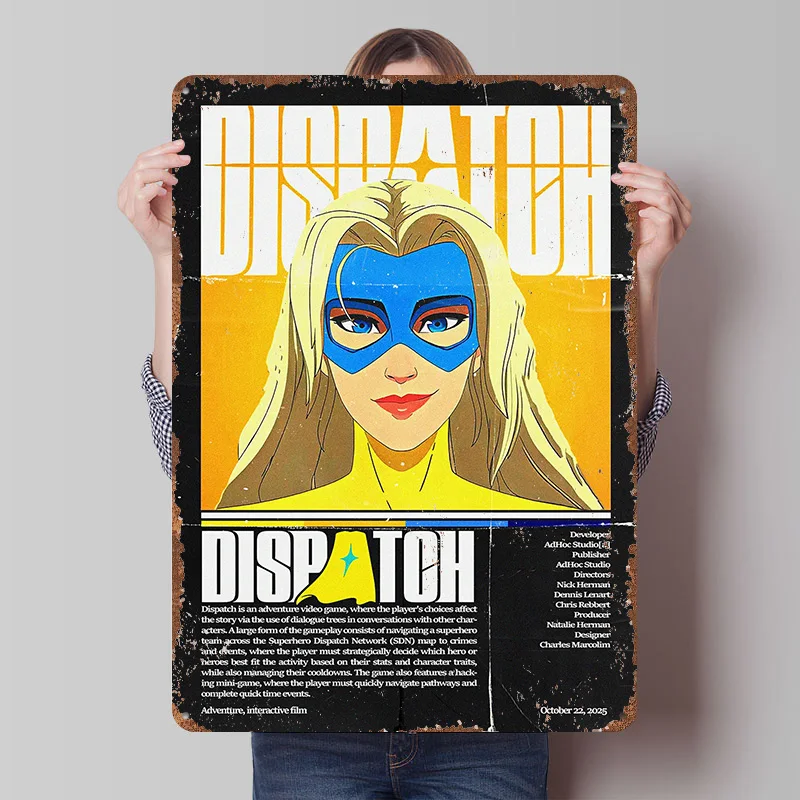 Dispatch Game Poster Customized Vintage Metal Signs Wall Art Retro Tin Plaque for Gaming Room Decoration Aesthetic Custom Plate