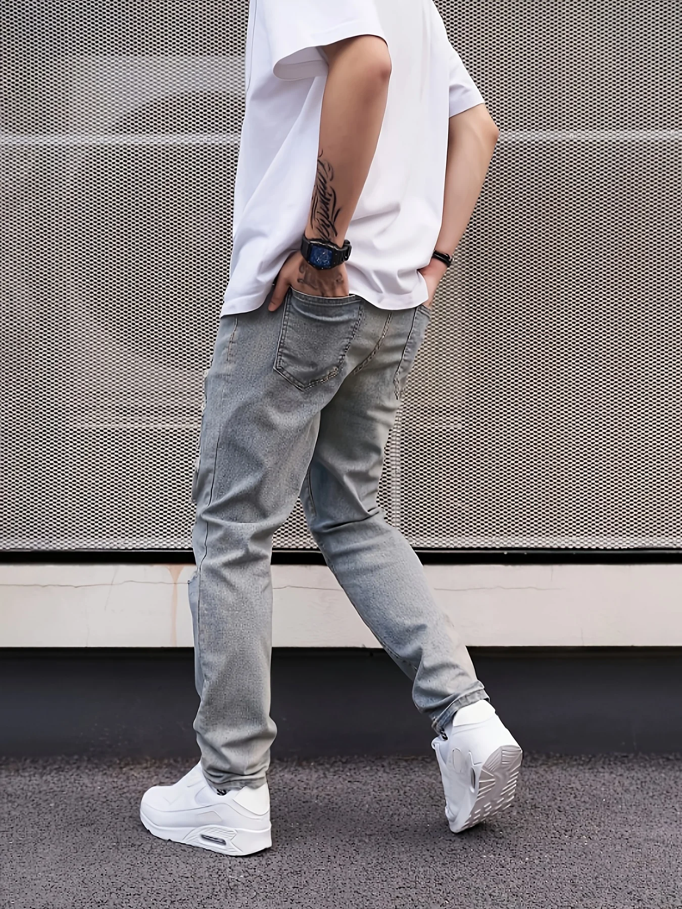 بنطال رجالي ضيق ومناسب ومثقوب من قماش الدنيم بنمط جديد من السراويل ذات الساق الصغيرة #4