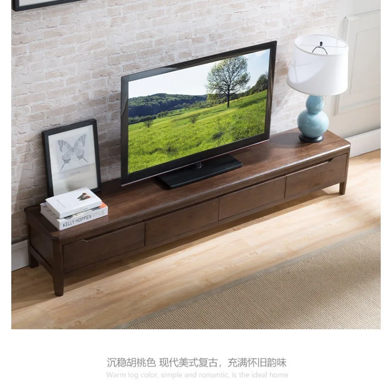 Woodworking Workshop All-solid wood TV cabinet Simple modern small apartment red oak TV cabinet Nordic living room floor cabinet