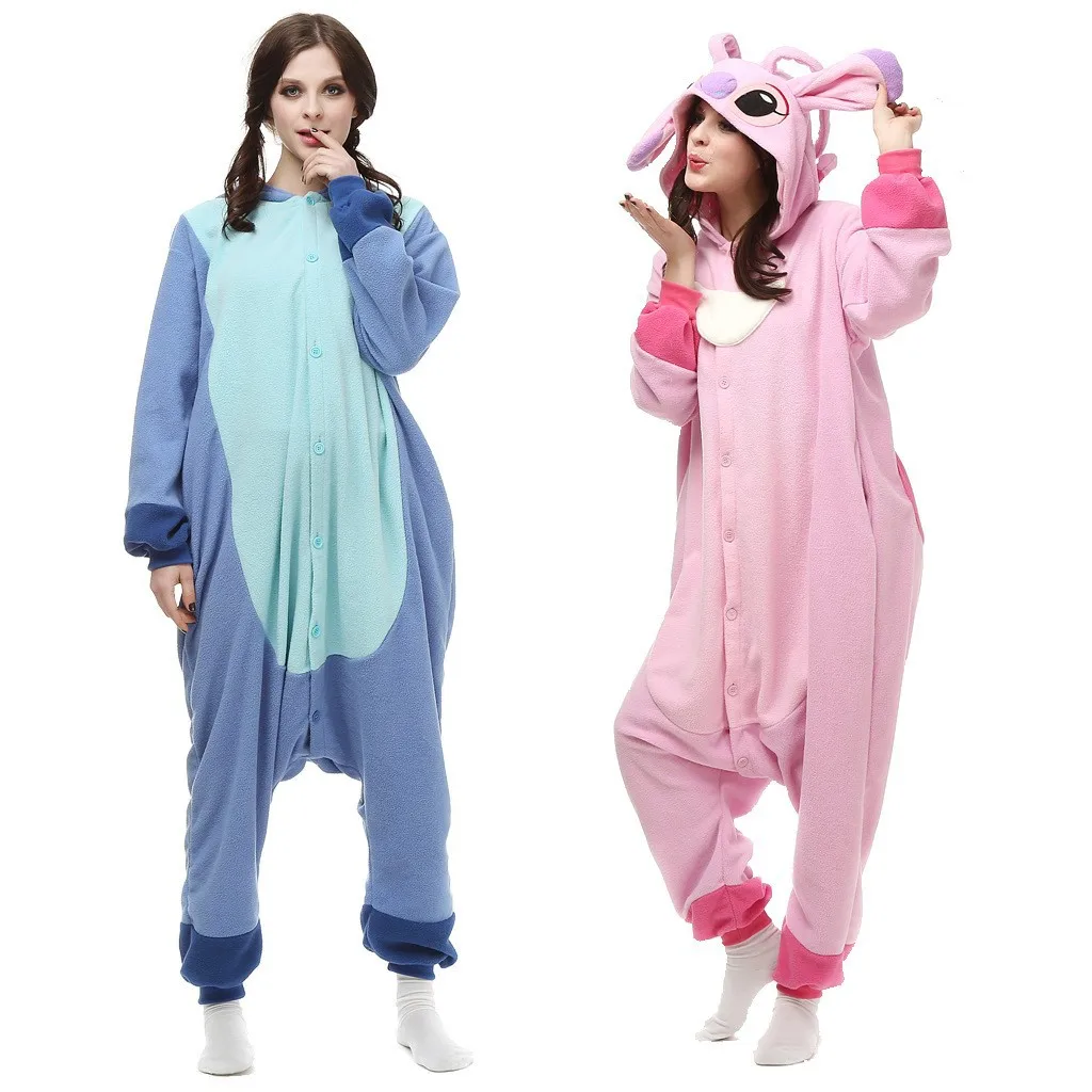 Lilo & Stitch Pajamas Children Cartoon Plush Kigurumi Onesies Winter Warm Clothes Parenting For Boys Girls Christmas Gift