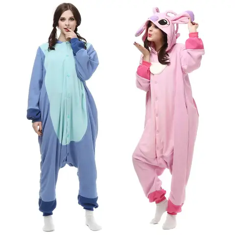 Lilo & Stitch Pyjama Kinderen Cartoon Pluche Kigurumi Onesies Winter Warme Kleding Ouderschap Voor Jongens Meisjes Kerstcadeau