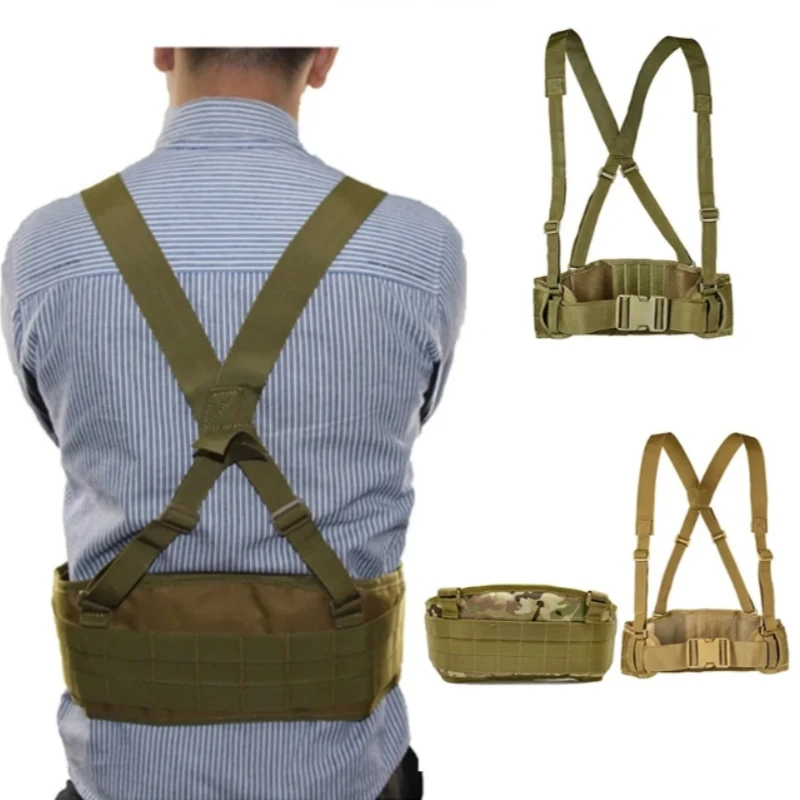 

Molle Tactical Waist Belt Vest H-shaped Men Army Waist Girdle Shoulder Strap Soft Padded Hunting Adjustable Camouflage Belt Vest