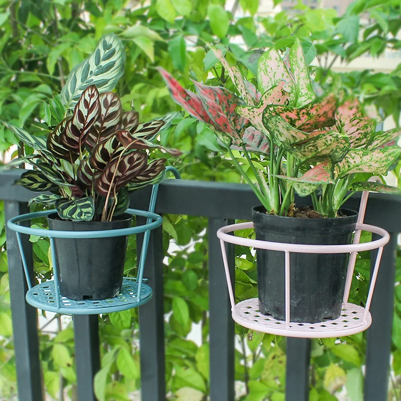 Versatile Lightweight Indoor Balcony Metal Flower Plant Holder Shelf Home Railing Iron Hanging Flower Pot Holder