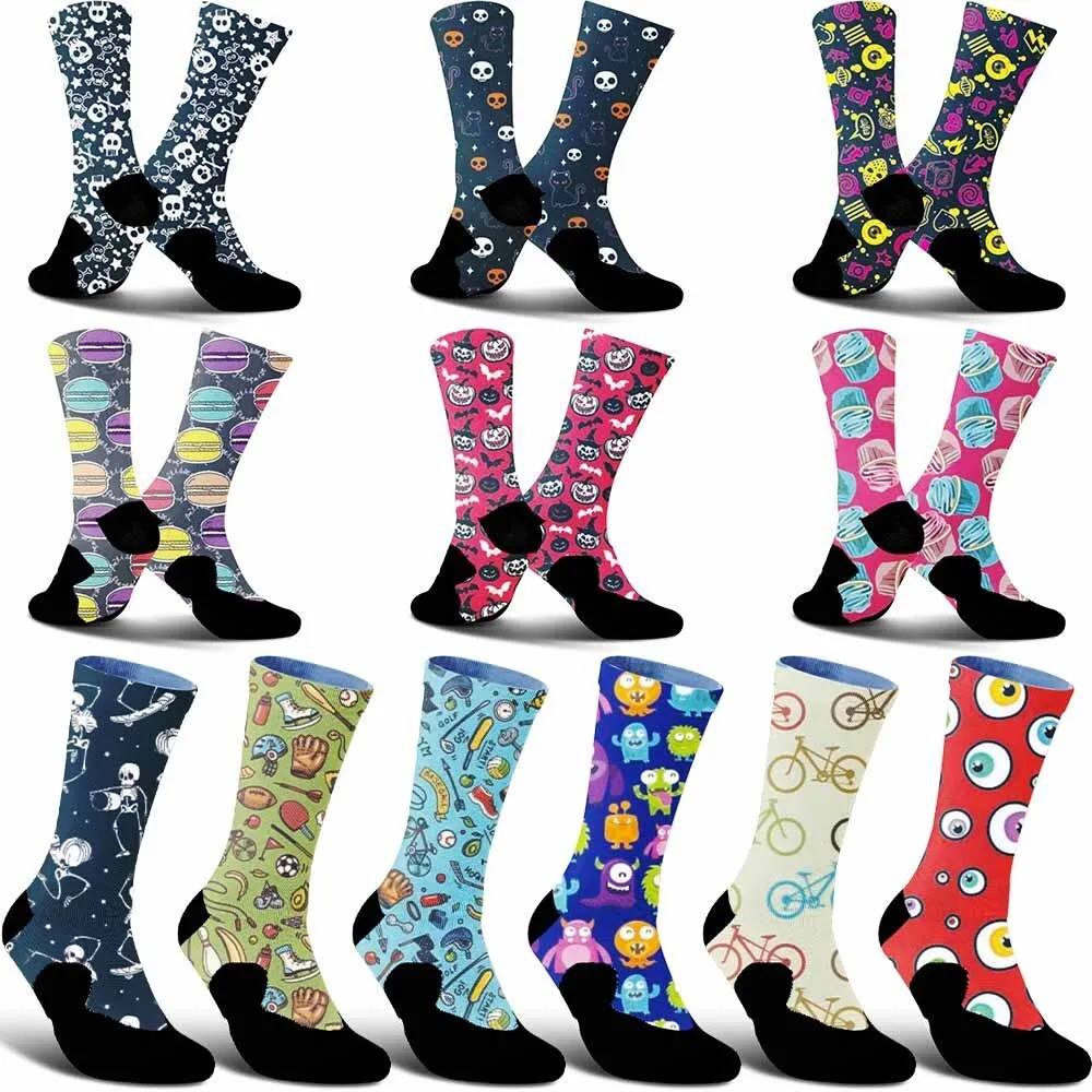 

2025 Новые спортивные велосипедные носки с креативным розовым и синим мороженым, унисекс, легкие, дышащие, прочные, впитывающие влагу