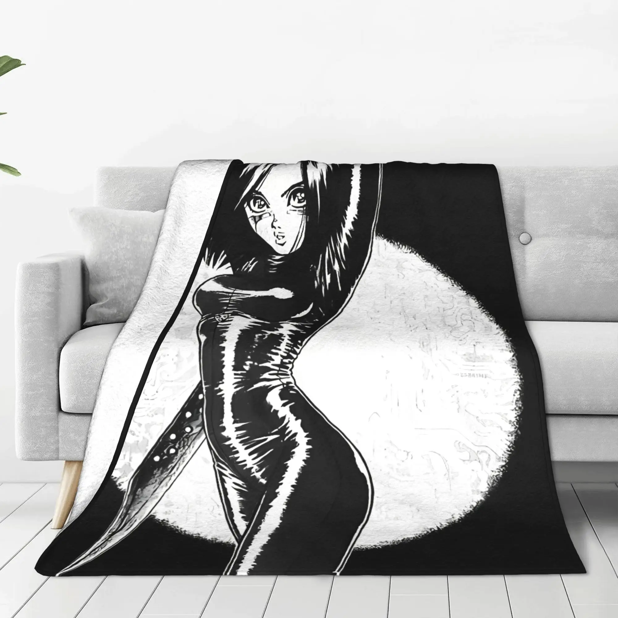 1PC Neon Cyber Battle Angel Alita Home Room Decorations Winter Blankets For Adults Bedding Home Interior Sofa Knee