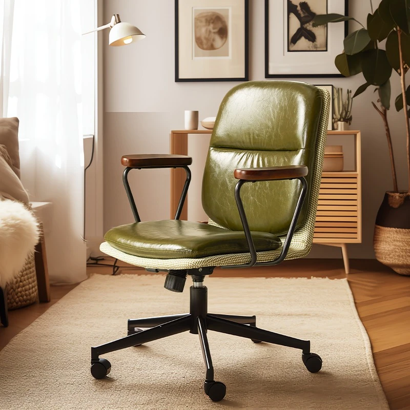 كرسي مريح فاخر للمكتب، كرسي بذراعين للاستراحة في منتصف القرن الاسكندنافي، أثاث بتصميم الكمبيوتر #3