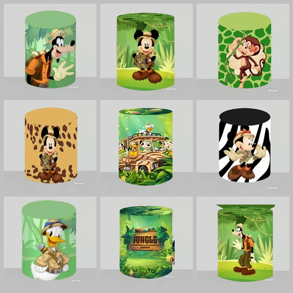 

Disney Mickey Donald Duck Jungle Adventure Themed Cylinder Cover Children Adventure Party Boy Birthday Scene Arrangement Props