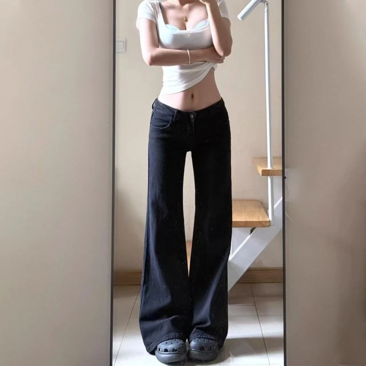 Bla Bell Bot デニム ジーンズ レディース 夏新作 プラスサイズ 美脚効果 ヒップカバー 伸縮性 ベルパンツ ストレートレッグジーンズ