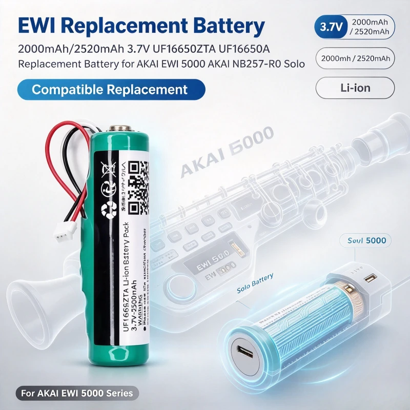2000mAh/2520mAh 3.7V UF16650ZTA UF16650A Replacement Battery for AKAI EWI 5000 AKAI NB2537-R0 Solo Rechargeable Battery