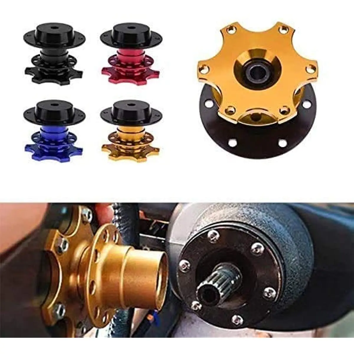 Universal Steering Wheel Snap Off Quick Release Hub Adapter Boss Kit With 6-hole Steering Wheel Hub