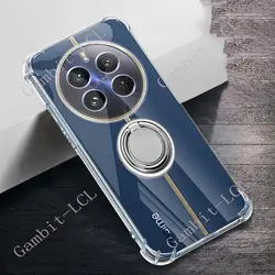 For Realme 12 4G 12+ 5G 12 Plus Back Ring Holder Bracket Phone Cover TPU Soft Silicone Case On Realme12+ RMX3867 12Plus