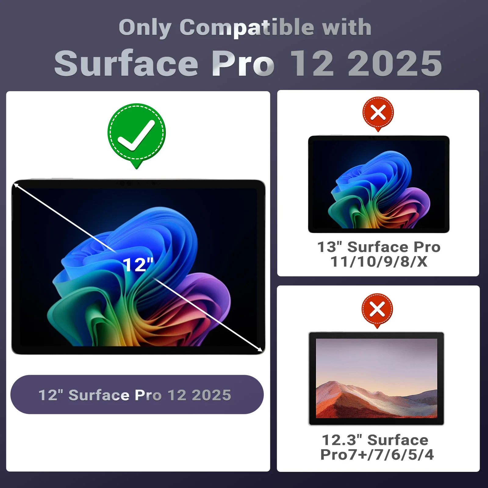 حافظة لجهاز Microsoft Surface Pro مقاس 12 بوصة 2025، غطاء متين واقٍ الكل في واحد مع حامل قلم خلفي، يدعم مرفق لوحة المفاتيح #3