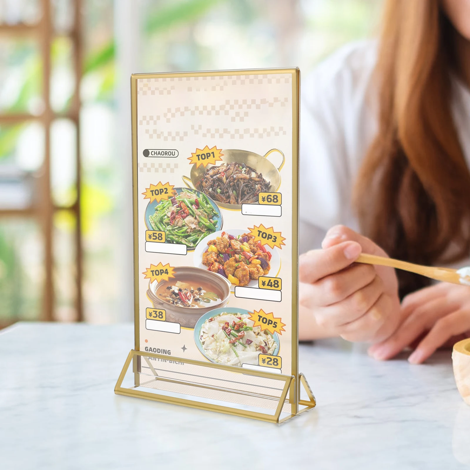 

6PCS Acrylic Liquor Sign St Triangle Display Menu Holder 4x6 Anti Skid Sturdy Base For Supermarkets Shops