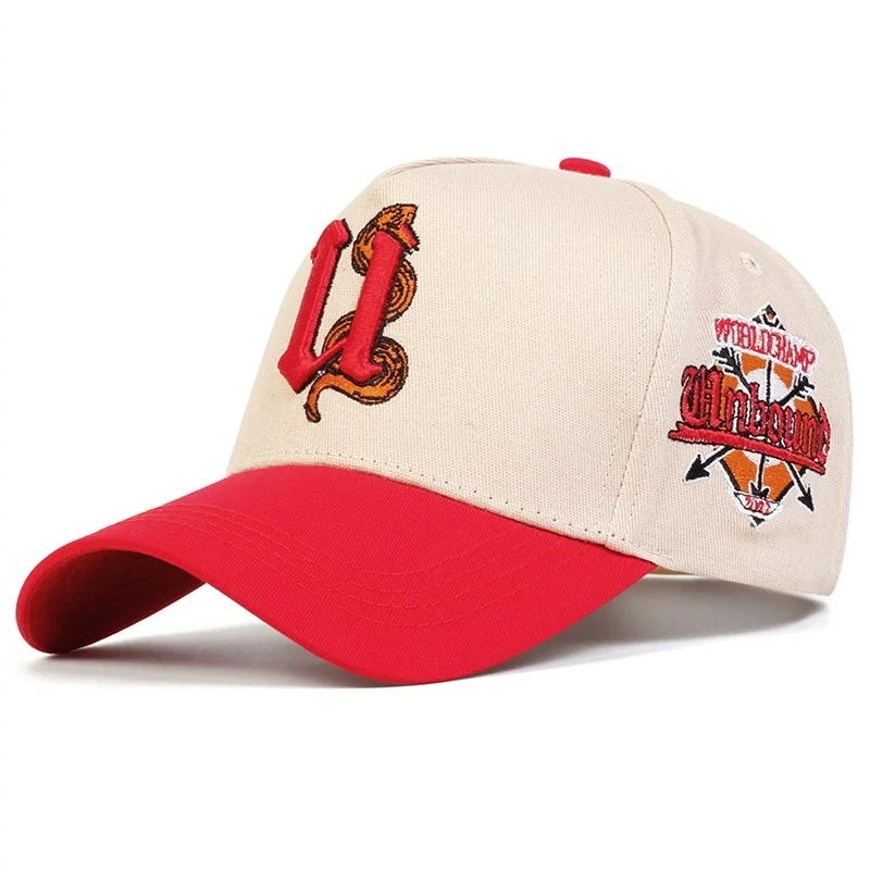Unisex Rose 3D Embroidered Baseball Cap, Snake Letter Graphic Adjustable Curved Brim Street Hat for Men Women