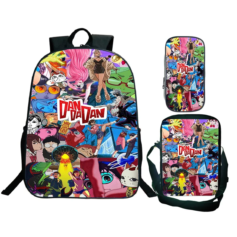 DAN DA DAN أنيمي نمط الحقائب المدرسية في سن المراهقة موضة حقيبة الظهر حقيبة كروسبودي القلم حالة 3 قطعة Dandadan طالب حقائب الكمبيوتر المحمول عادية