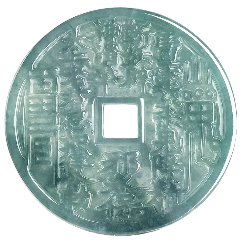 New authentic natural A-grade jade blue water mountain ghost spending money jade eight trigrams jade pendant for men and women
