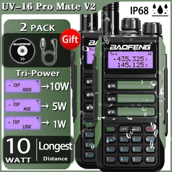 Рация BaoFeng UV-16 Pro Mate V210W UV16Pro, максимальное зарядное устройство Type-C, улучшенная радиостанция для длительного использования UV5R UV10R Max V2, 2 упаковки