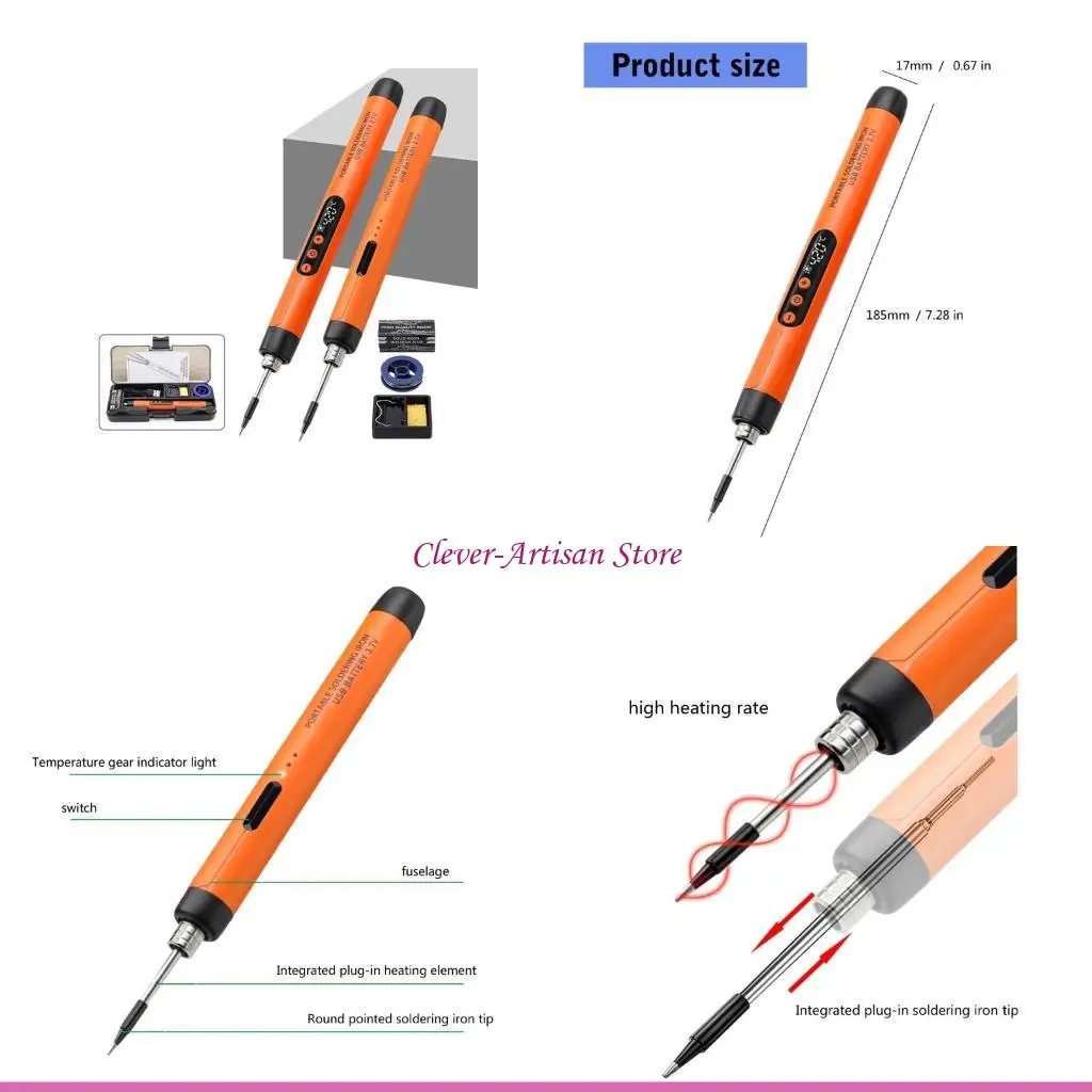 

E06B Беспроводной USB перезаряжаемый портативный паяльник с регулируемой температурой, шнур, подставка для паяльника