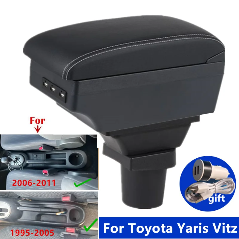 Armrest Box For Toyota Yaris Vitz 5dr Hatchback 1998-2011 2005 2006 2007 2008 2009 2010 Car Central Storage box Car Accessories