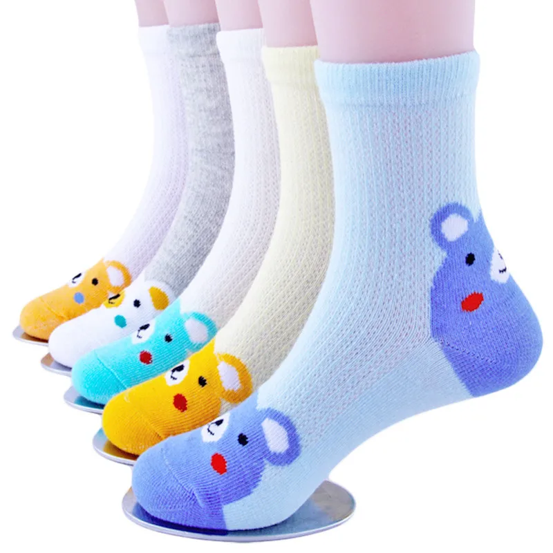 Calcetines de algodón para niño y niña, medias con dibujos animados de conejo, mono, accesorios de ropa, lote de 5 pares