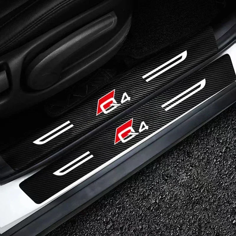 Car Door Threshold Anti Scratch Waterproof Sill Sticker For Audi Q4 Logo Interior Anti‑Kick Stickers Auto Decor Accessories